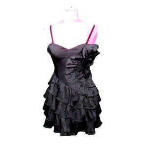 KLD Black Stretch Ruffled Mini Dress Size M